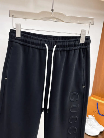 Side Embossed Logo Drawstring‑Hem Pants