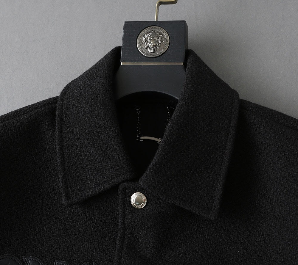 Wool‑Leather Combo Varsity Jacket