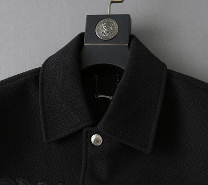 Wool‑Leather Combo Varsity Jacket