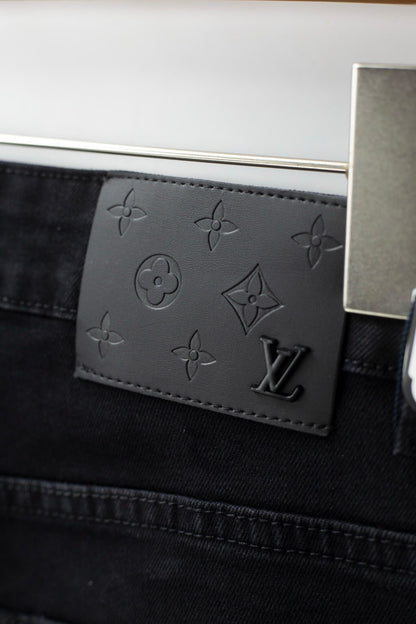 White Letter‑Embroidered Jeans