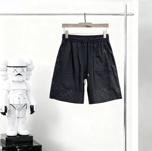 Dark‑Print Spliced Casual Short