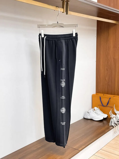 Side Repeating Logo Print Loose‑Fit Pants