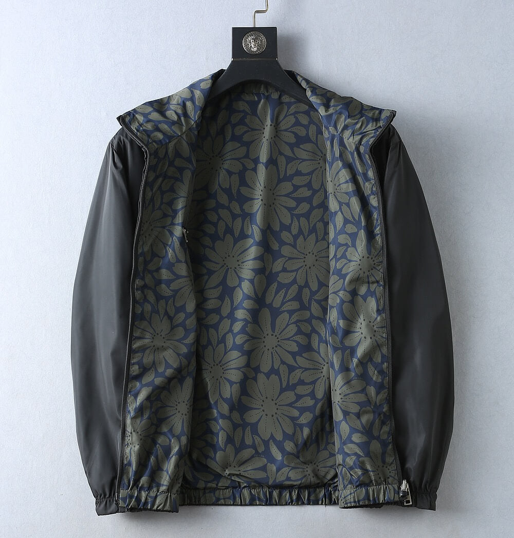 Floral Print Reversible Collared Jacket &Hooded Jacket