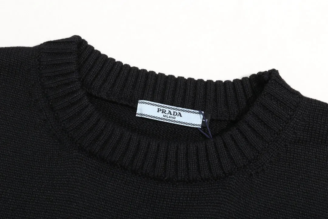 Chest Logo Black Crewneck Sweater