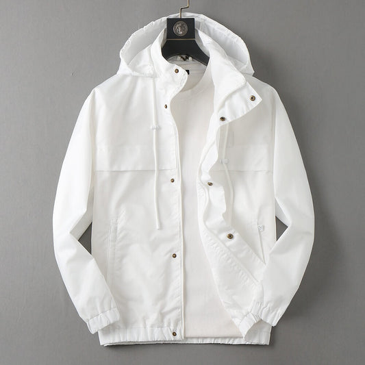 Button Placket Hooded Utility Jacket