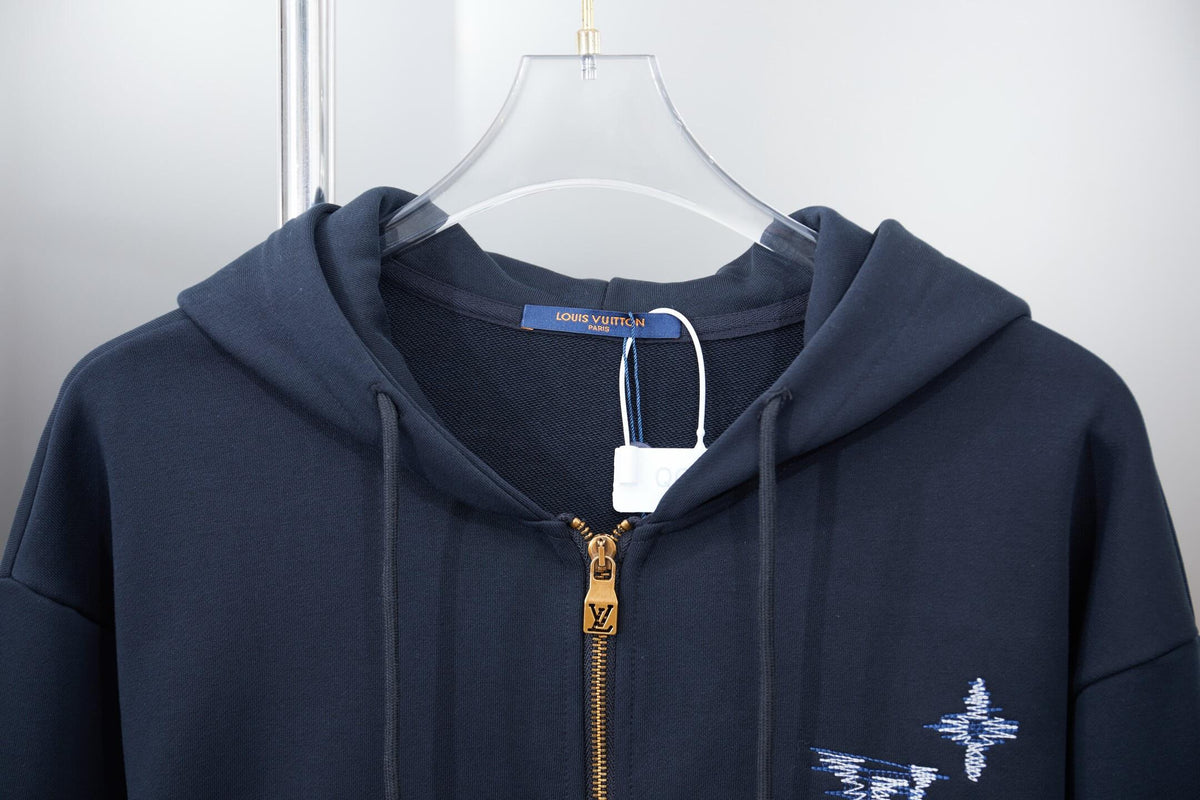 Embroidered Letter Hooded Sweatshirt