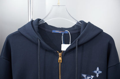 Embroidered Letter Hooded Sweatshirt