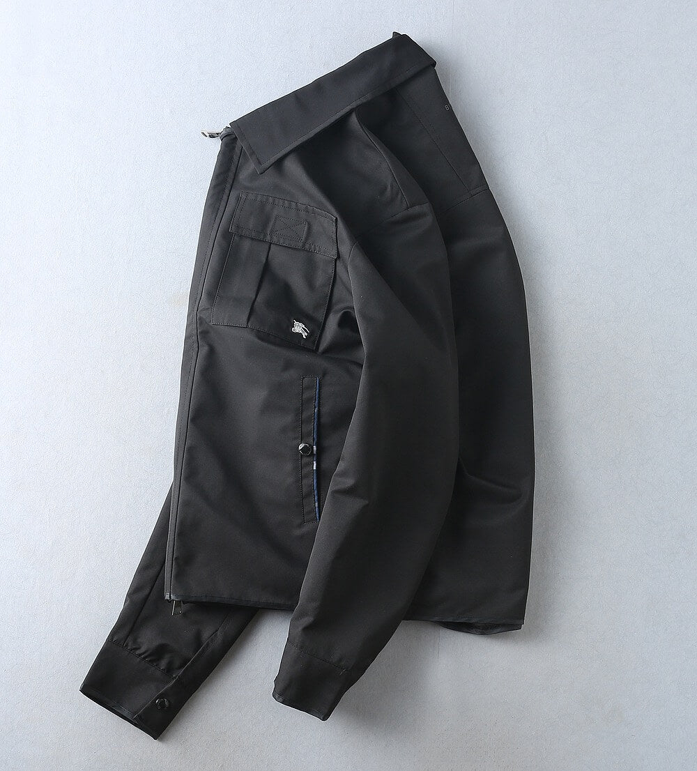 Plaid‑Lined Zip‑Up Collared Jacket