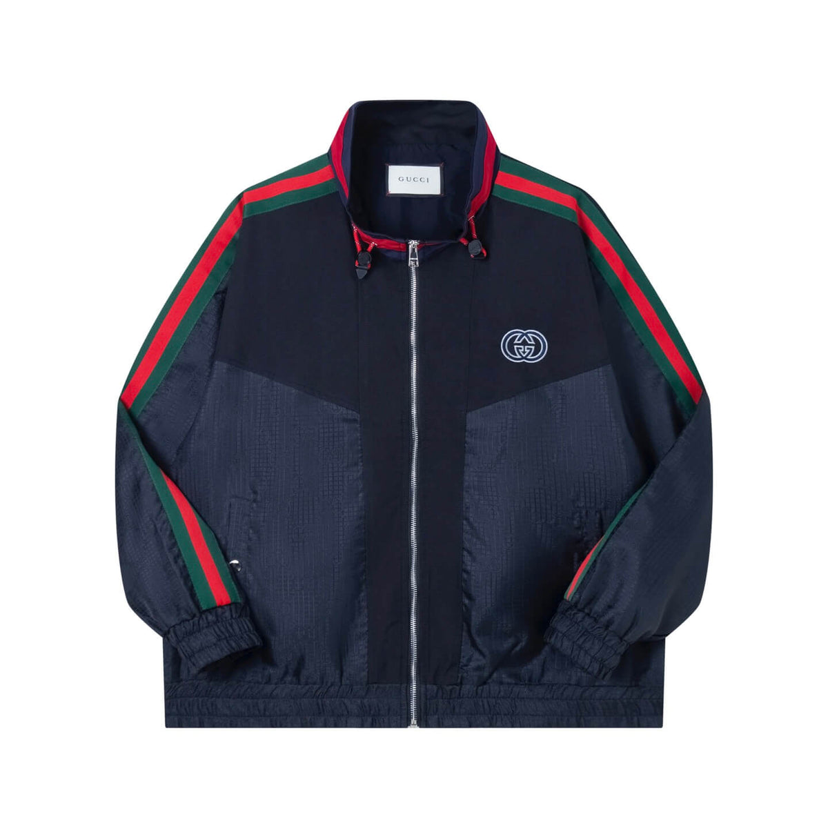 Red-Green Striped Sleeve Jacket
