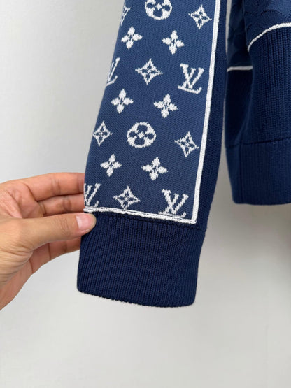 Checkerboard Spliced Knit Jacket