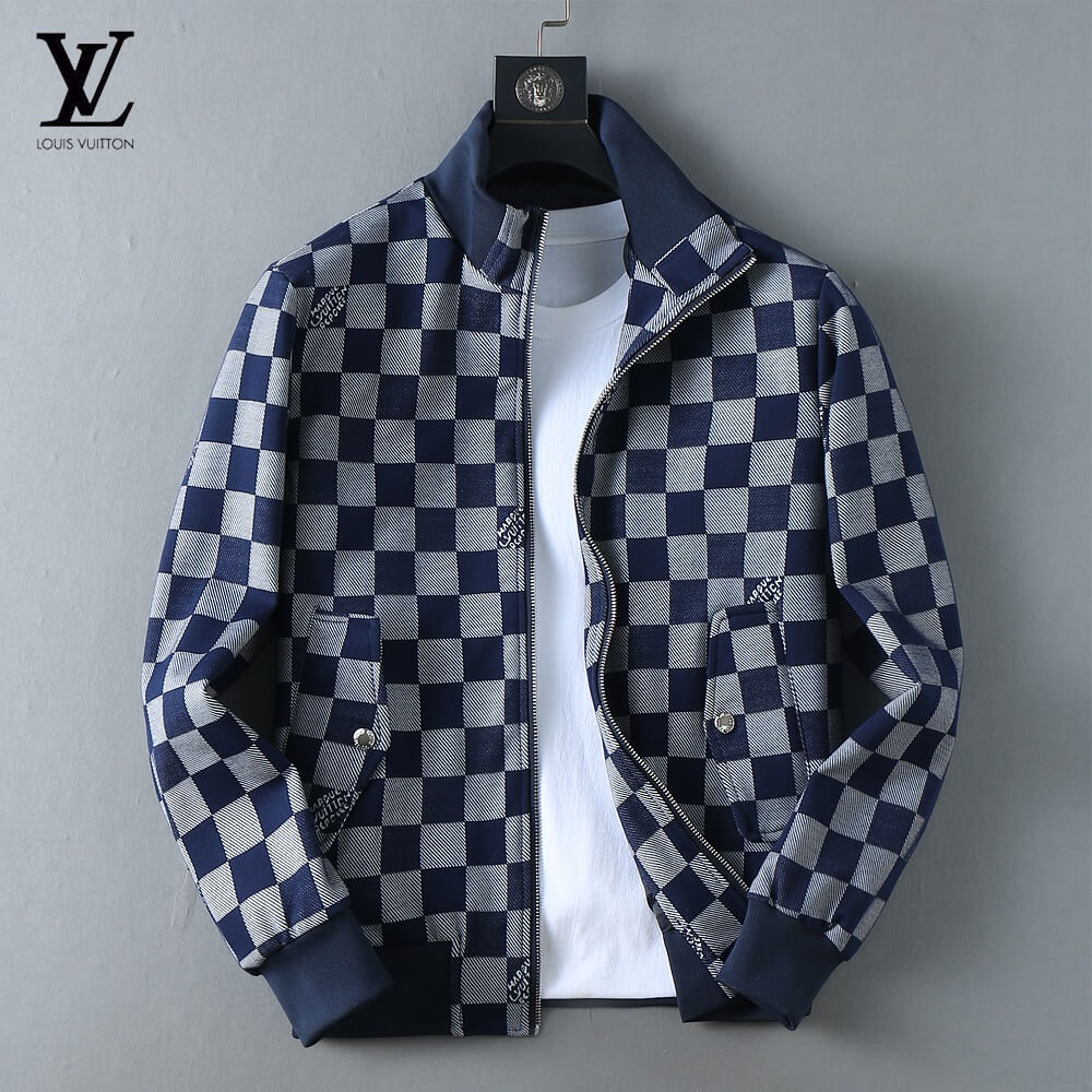 Checker Pattern Casual Bomber Jacket