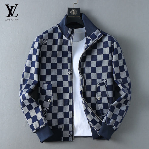 Checker Pattern Casual Bomber Jacket
