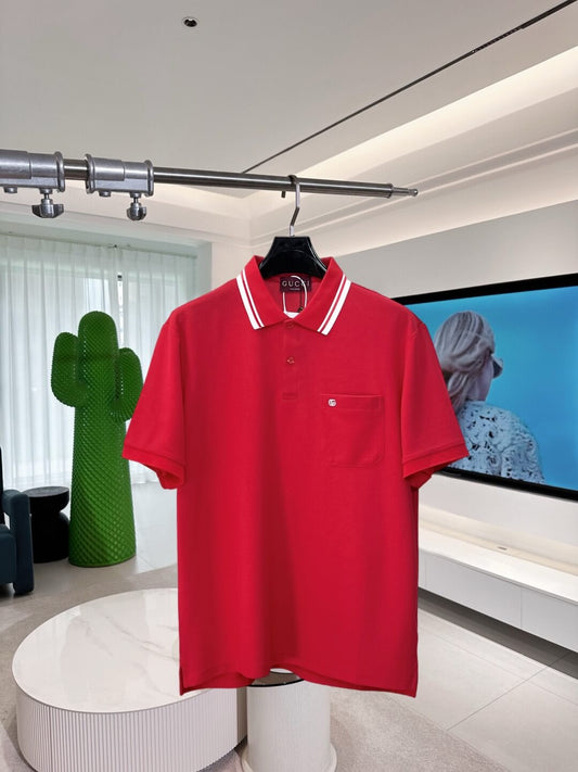 Chest‑Pocket Double G Embroidered Polo Shirt