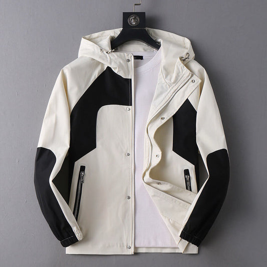 Contrast Panel Sporty Hooded Jacket