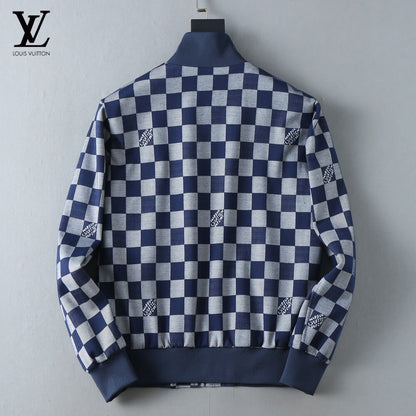 Checker Pattern Casual Bomber Jacket