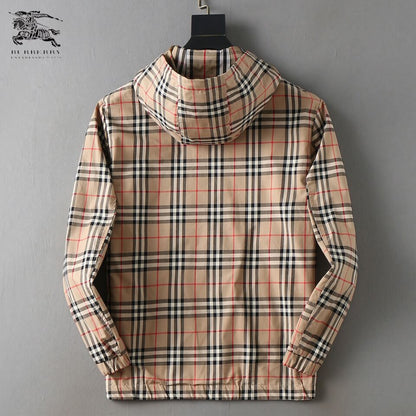 Vintage Plaid Drawstring Hooded Jacket