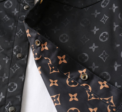 All‑Over Pattern Trucker Style Jacket