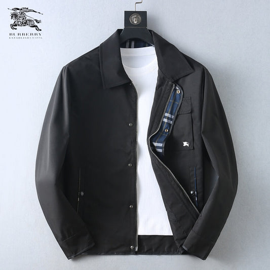 Plaid‑Lined Zip‑Up Collared Jacket