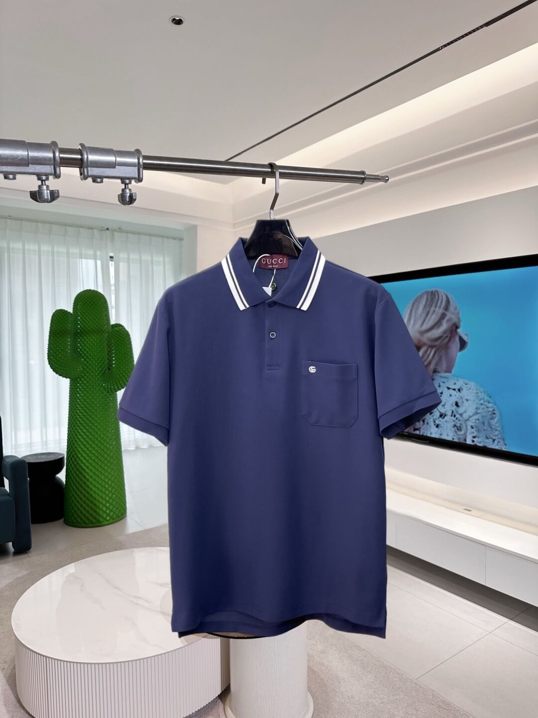 Chest‑Pocket Double G Embroidered Polo Shirt