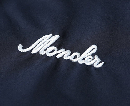 Script Embroidery Collared Zip‑Up Jacket