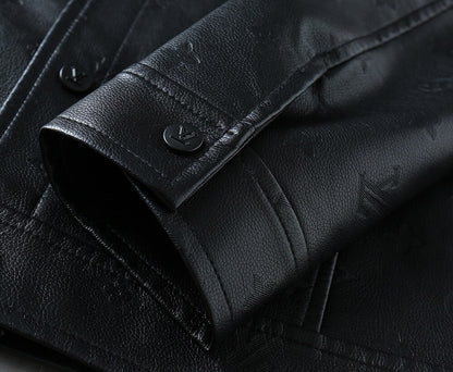 Embossed Pattern Casual Leather Jacket