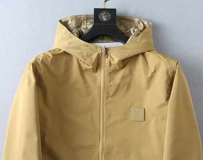 Square Patch Casual Hooded Jacket