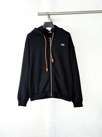 Leather Drawstring Hooded Jacket
