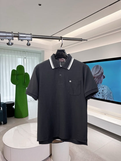 Chest‑Pocket Double G Embroidered Polo Shirt