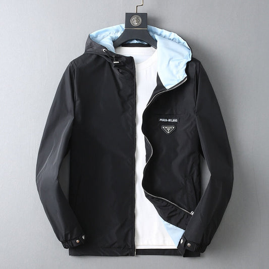Triangle Contrast Lining Hooded Jacket