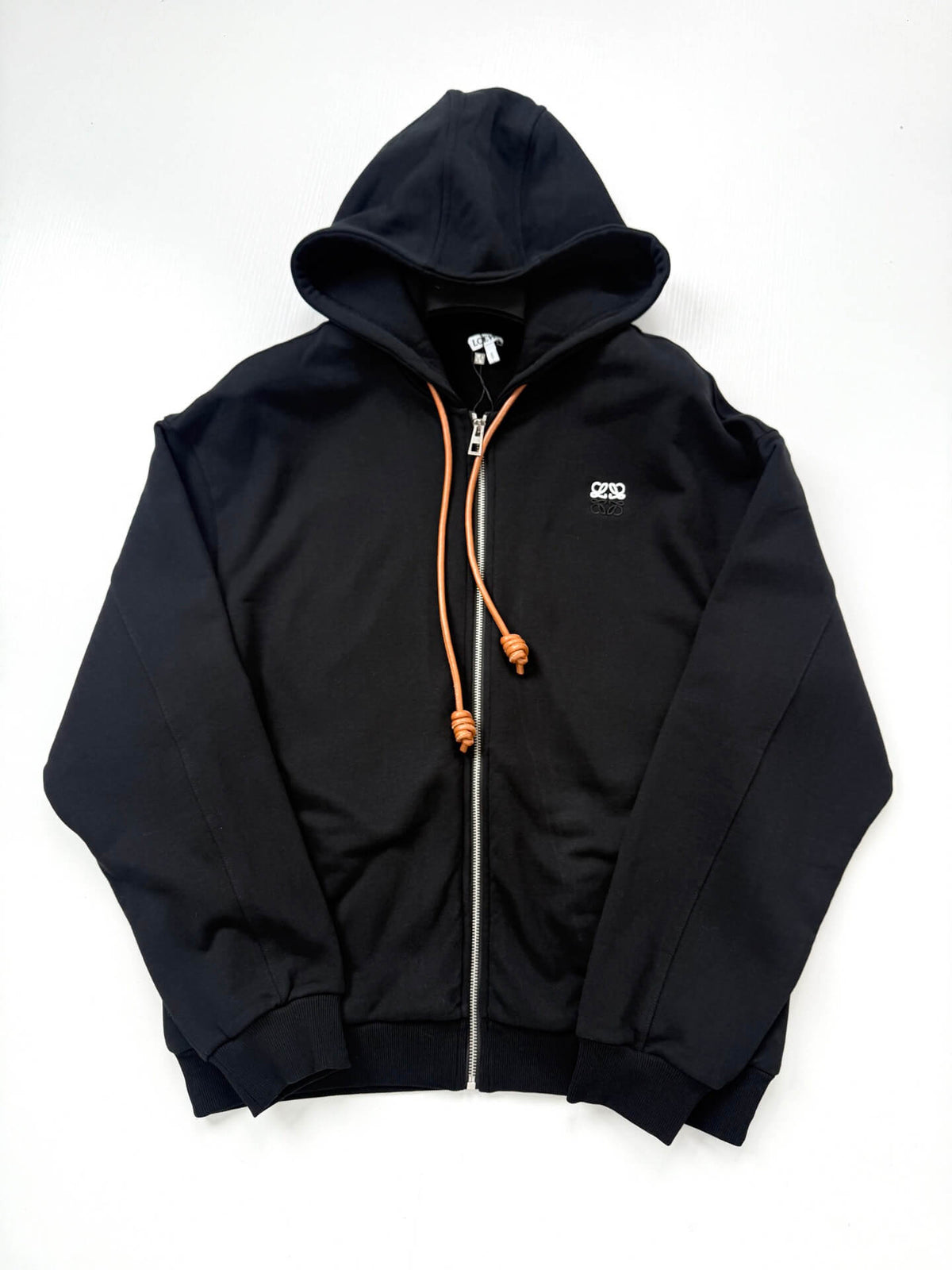 Leather Drawstring Hooded Jacket