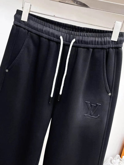 Simple Embossed Logo Straight‑fit Pants
