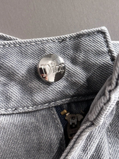 Embroidered Logo Washed Denim Shorts