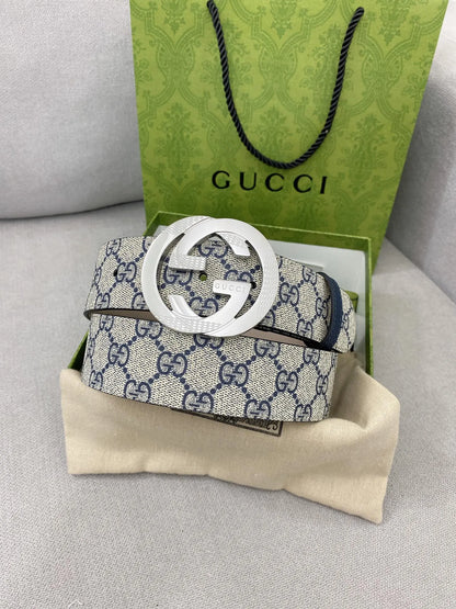 Retro Double G All-Over Print Leather Belt