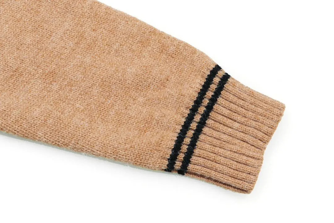 Crest Logo Striped Trim Sweater