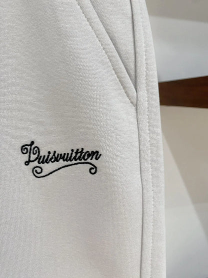 Vintage Script Logo Embroidered Casual Shorts