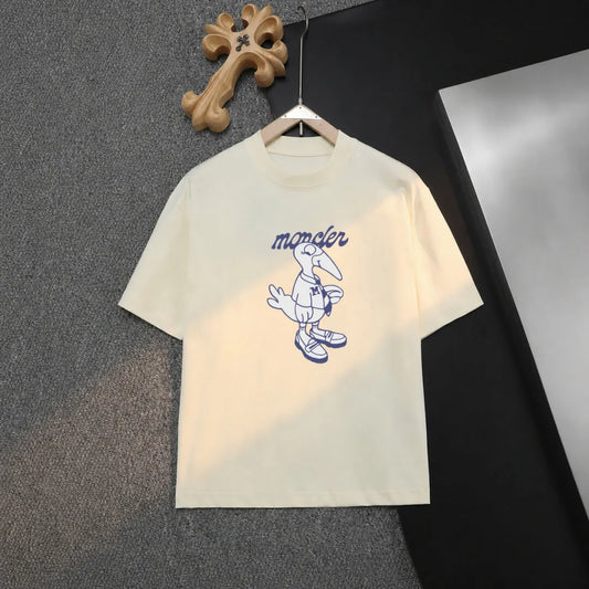 Cartoon Bird Letter Print  T‑Shirt