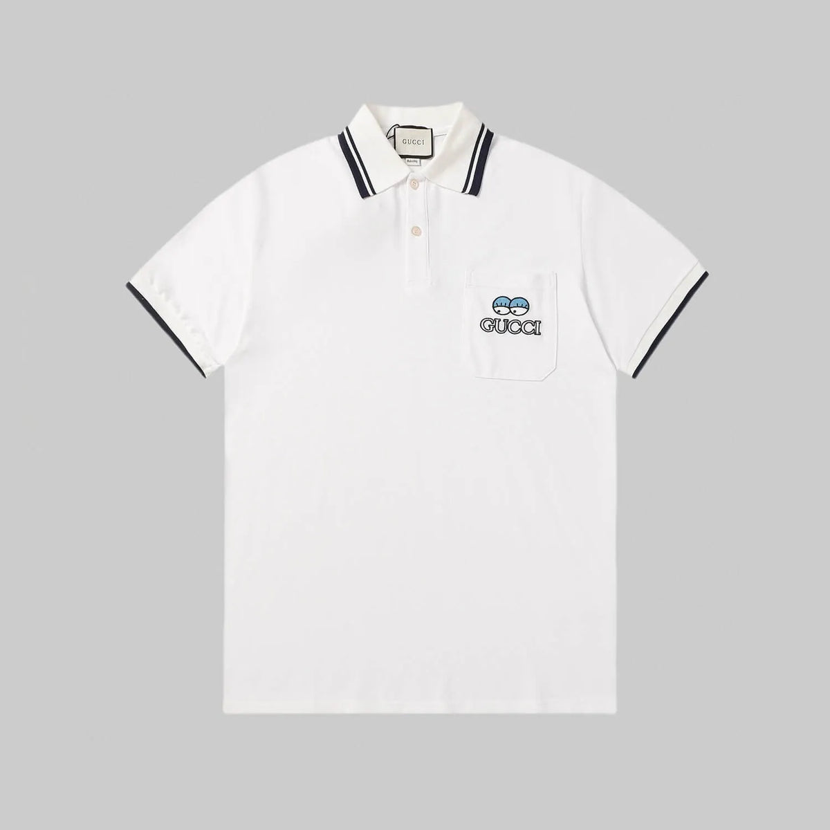 Dual‑Eye Gaze‑Motif Embroidered Polo Shirt