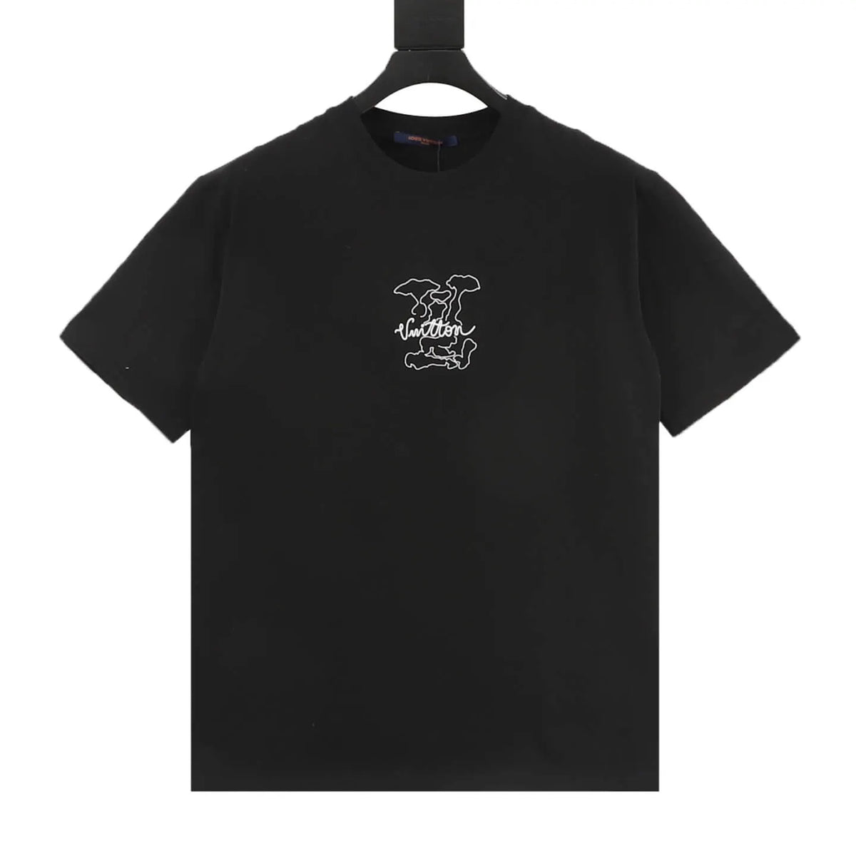 Dotted Outline Cursive Dual-Sided Print T-Shirt