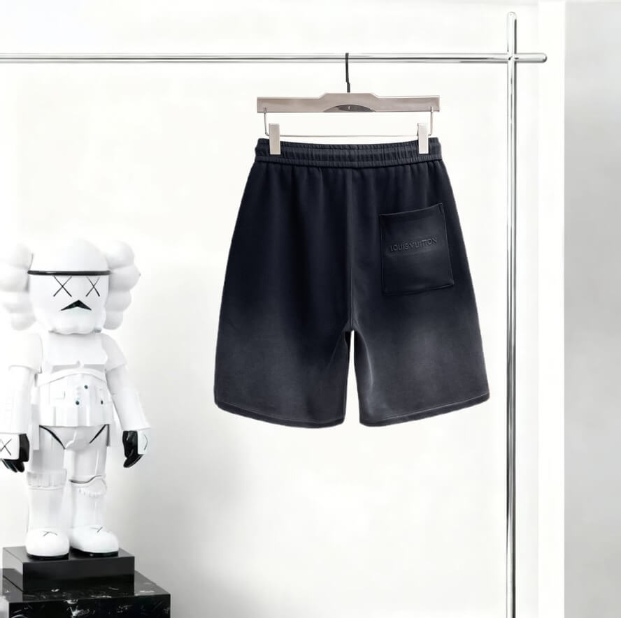 Gradient‑Color Patch Drawstring Shorts