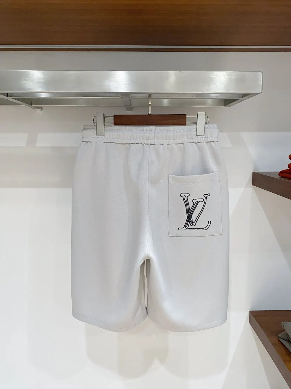 Vintage Script Logo Embroidered Casual Shorts