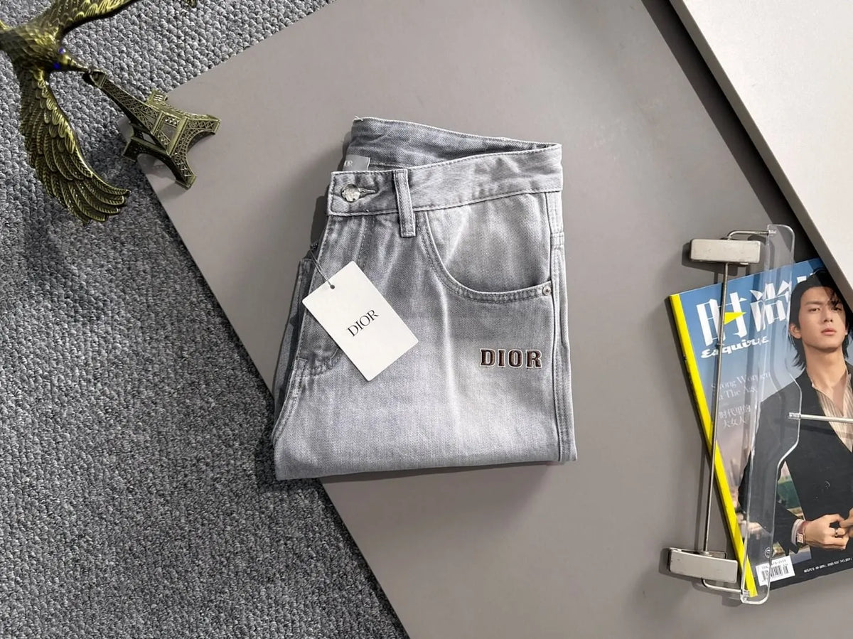 Embroidered Logo Washed Denim Shorts