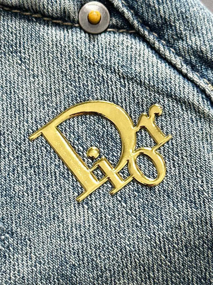 Logo Embroidery Washed Denim Shorts