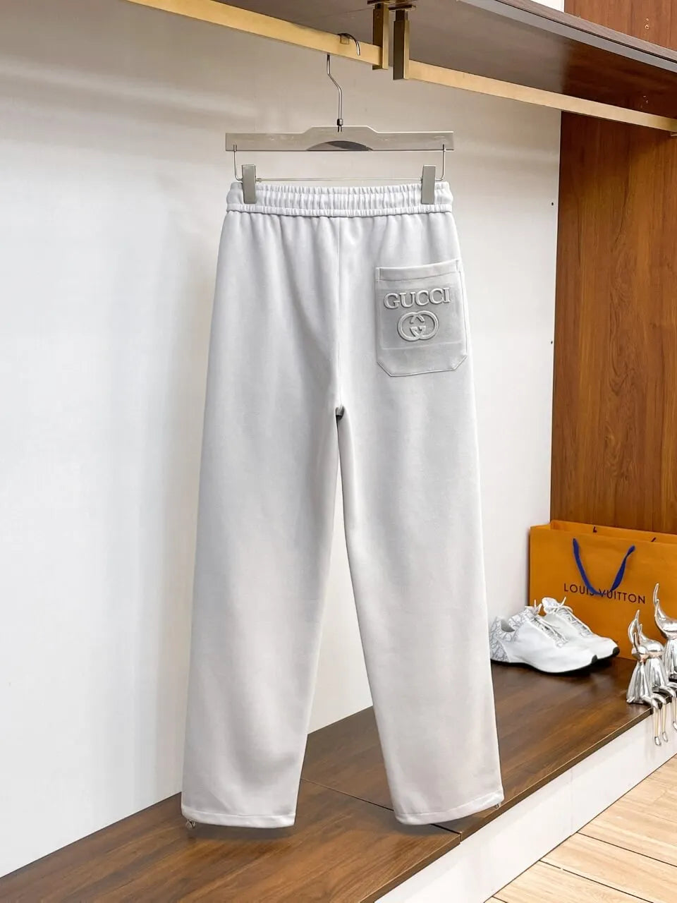 Side Embossed Logo Drawstring‑Hem Pants