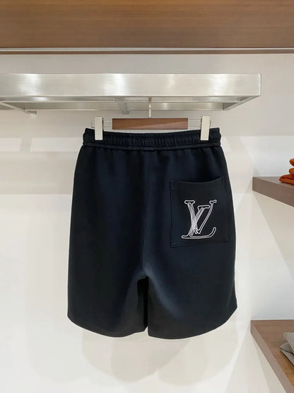 Vintage Script Logo Embroidered Casual Shorts