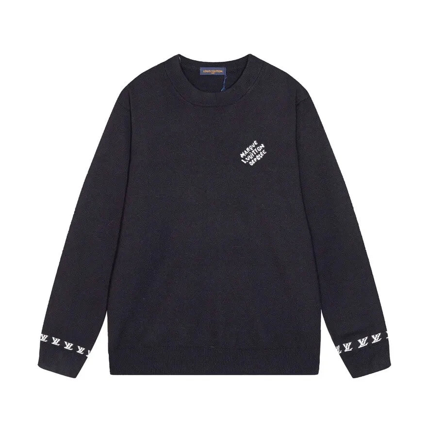 Cuff Logo Embroidered Crew Sweater