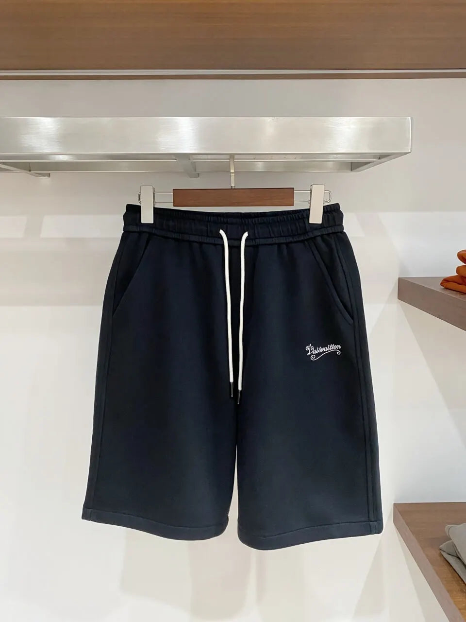 Vintage Script Logo Embroidered Casual Shorts