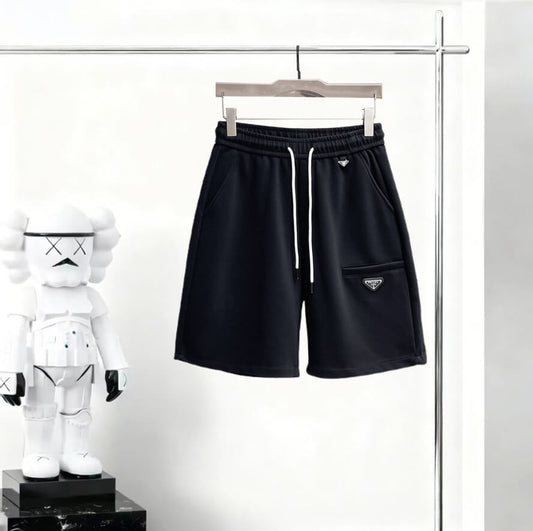 Metal‑Logo Casual Terry Short